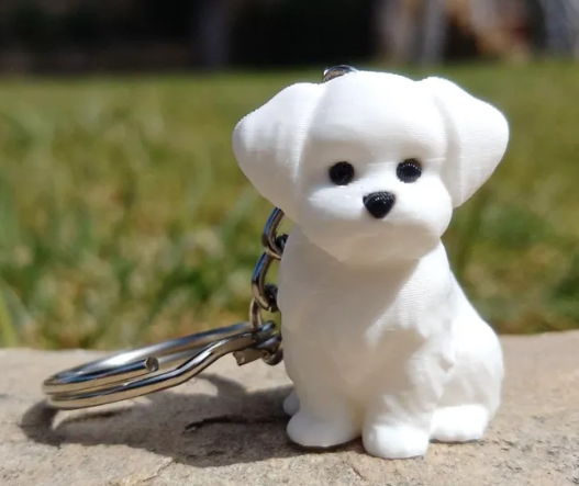 Breloc figurină cățel Bichon Maltez